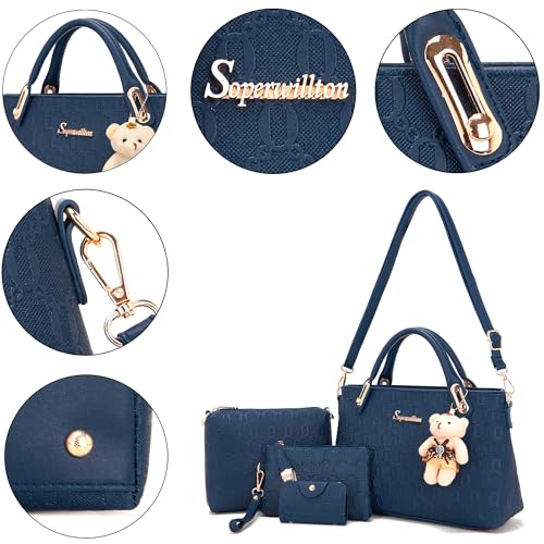 Image of Purse for Women Fashion Medium Shoulder Bag Crossbody Handbag Set 4PCS | Stylish Style,Chain Texture Design,with a Crossbody Strap,4-in-1 Multi-Style Purse Set