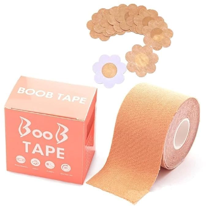 Invisible Cuttable Breast Lift Tape Adhesive - Boob Tape Roll with Free Nipple Pasties 5-Metre Multipurpose Body Tape Or Women Push Up & Lifting Breast, No Show Bra, Skin Friendly Beige-image-22