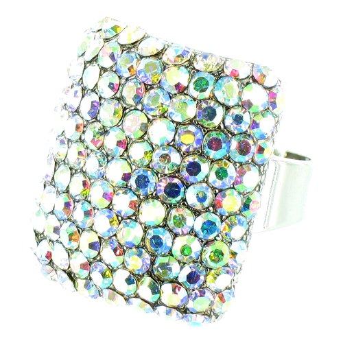 Anillo de cristal WAG reluciente bañado en plata que resalta tu elegancia diaria