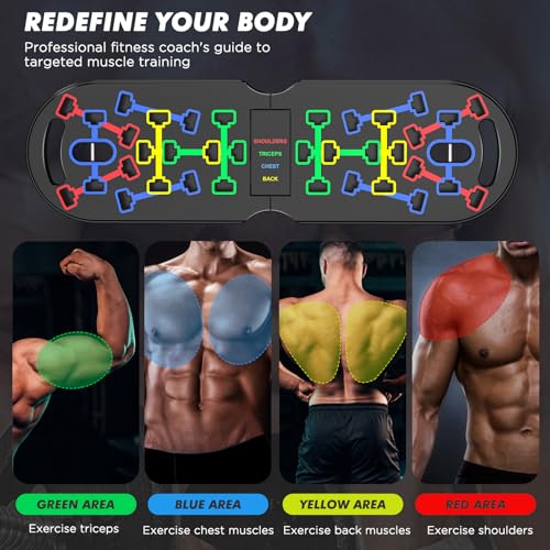 Premium Liegestützbrett Set Liegestützgriffe Push Up Board Verbessertes Konzept 2024 Liegestütze Brett Homeworkout 10 in 1 Push Up Bar Home Gym Liegestütze Fitnessgeräte für Zuhause