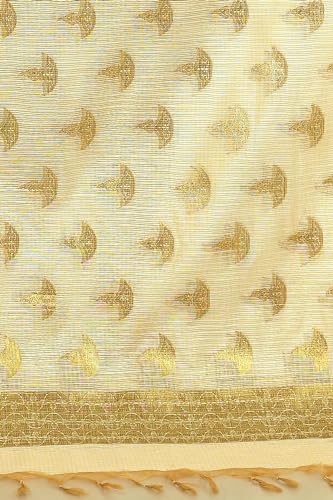 Cotton Banarasi Dupatta for Women, Shawl Scarf Wrap Chunni (Beige-5)3