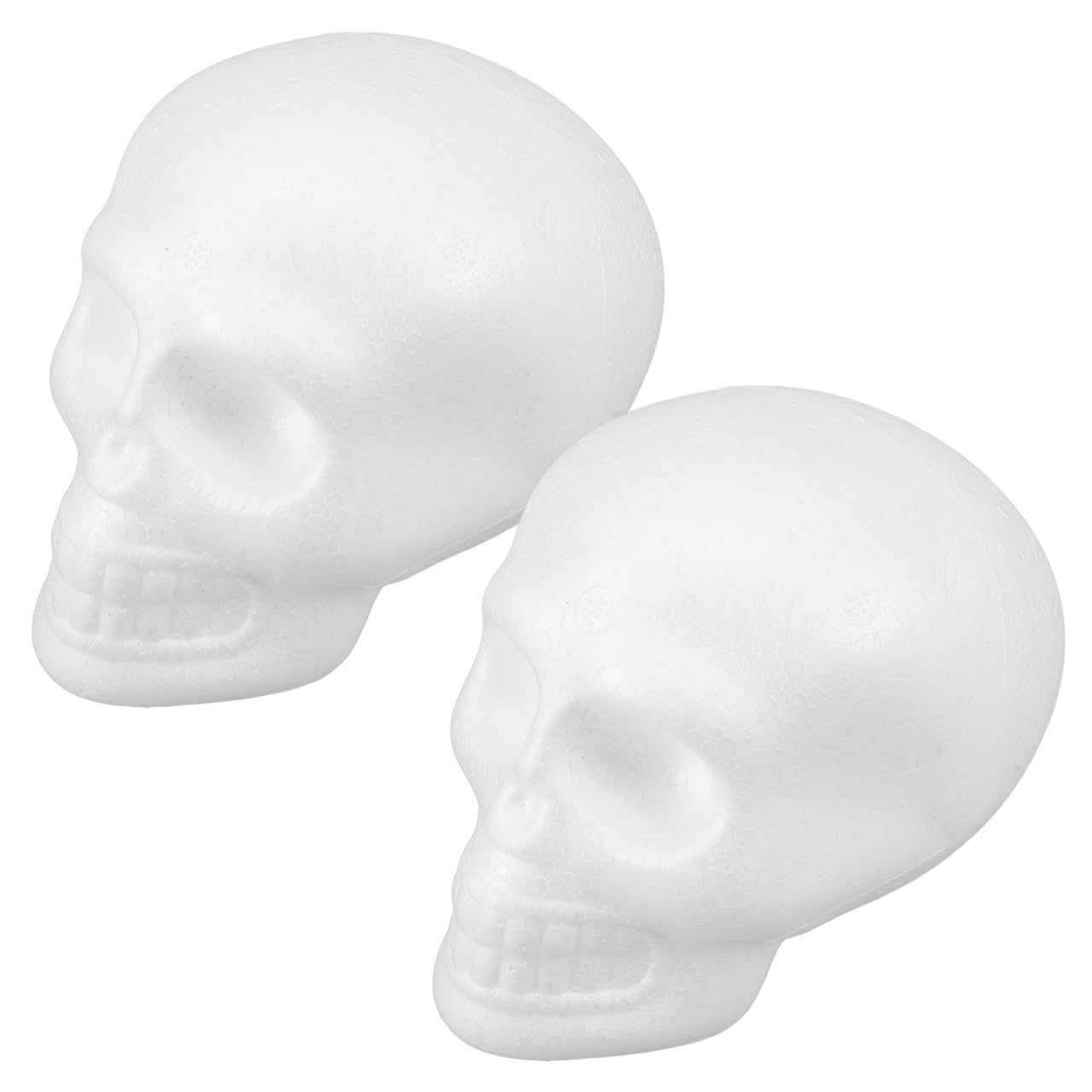 Tête de mort polystyrène blanc : lot de 4 crânes légers pour créations artisanales