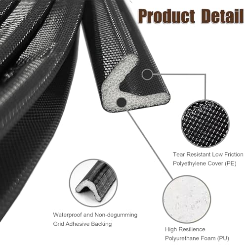 19.6 FT Door Frame Adhesive Weather Stripping Seal Strip PU Foam, PE Cover, Easy Installation for Door or Window Gap, Sound Heat Insulation, Dust Water Moisture Prevention (19.6ft, White，Adhesive) - Thumbnail 3