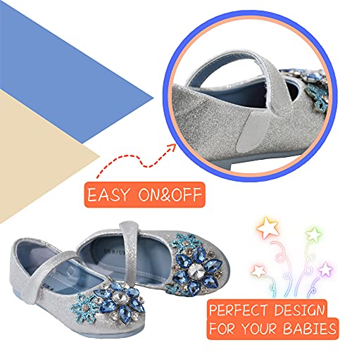 owiluup Girls Dress Shoes Mary Jane Princess Hook and Loop Glitter Party Flats4