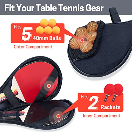 image for VISEMAN Table Tennis Racket Cover, Ping Pong Paddle Case, Portable Wat