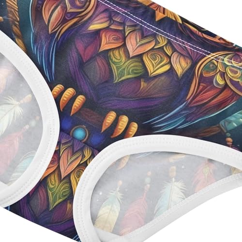 Cute Owl Colorful Feathers Dark Panties for Girl Toddler Girls Underwear Cotton Designer Kids Undies Briefs 2t4