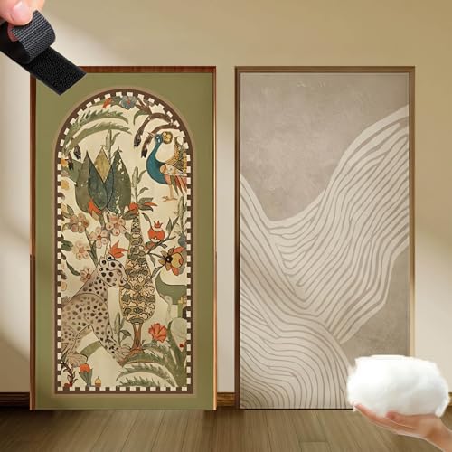 コットン 間仕切りカーテン 断熱防寒 防音 1級遮光 厚手のリネンコットン素材 粘着テープで取り付け可能、穴あけ不要 リビングルーム、寝室、キッチン、パティオに最適(Dark,80cmx200cm)