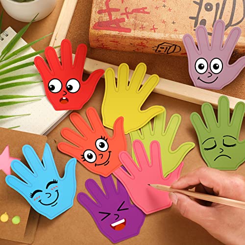 Image of Geyee 108 Pcs Hand Cutouts Small Bulletin Board Cut Outs Assorted Color Cutouts Decoration Paper Hand Shape Cut Outs for DIY Projects Craft Party Decor