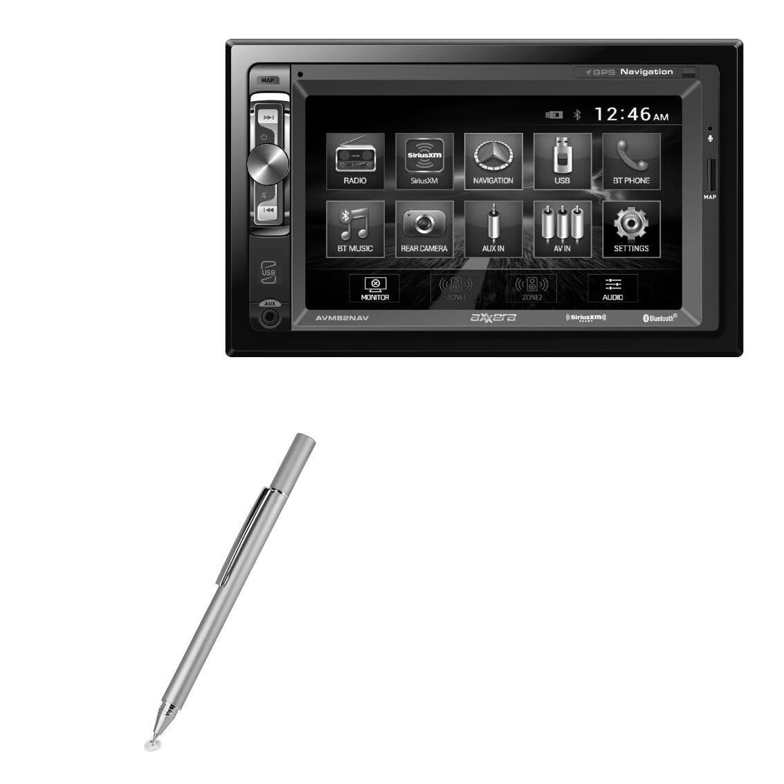 BoxWave Stylus Pen Compatible with Axxera AVM211NAV - FineTouch Capacitive Stylus, Super Precise Stylus Pen - Metallic Silver