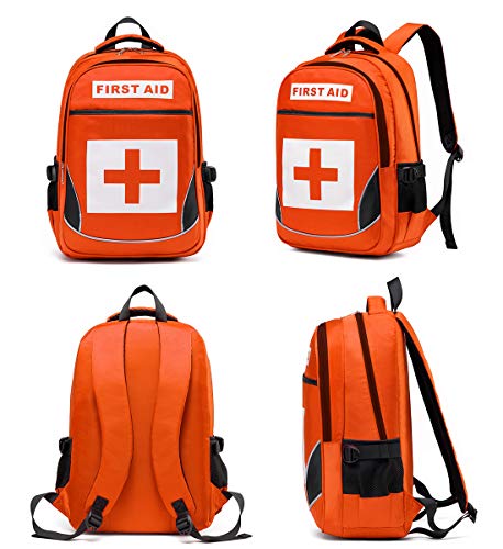 Image of First Aid Bag Empty Red Emergency First Responder Trauma Multi-Pocket Traveling Field Trips Camping Essentials (Orange, 1 Piece)