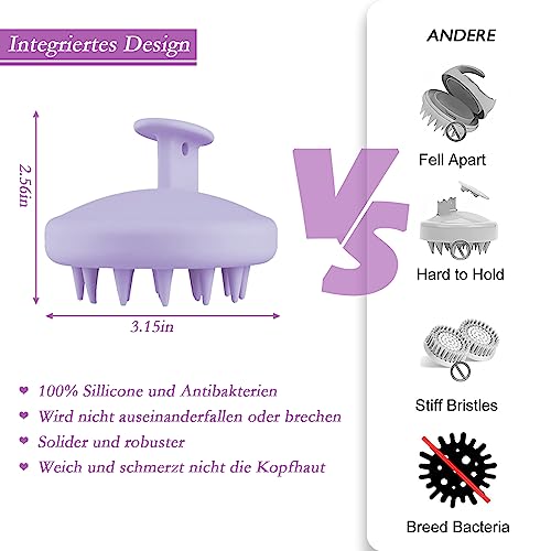 SERKER Kopfhaut Massagebürste Shampoo Bürste,Silikon shampoo haarbürste, scalp massager zum Peeling und zur Stimulierung des Haarwachstums, Schuppenreduktion, Kopfmassage(Lila Violett)