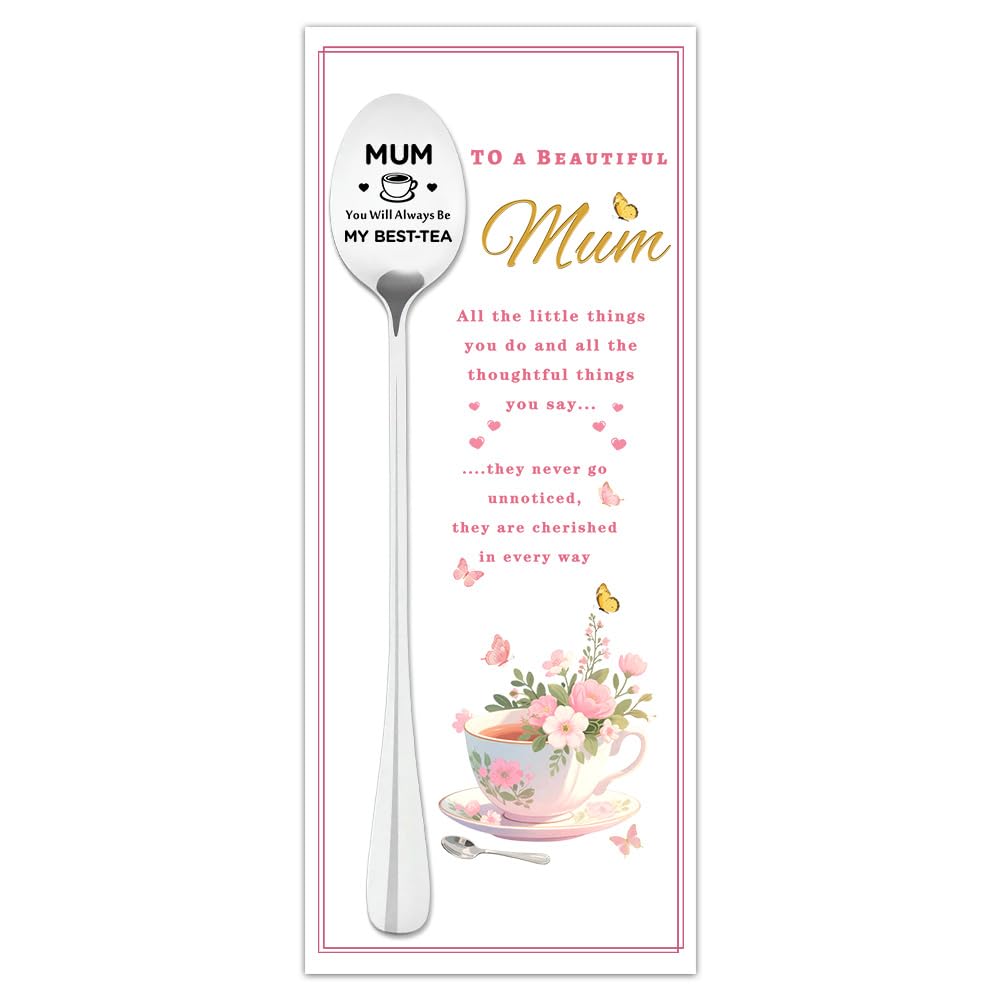 Mothers Day Birthday Gifts for Women Mum Funny You Will Always Be My Best-Tea Tea Spoon for Tea Coffee Lovers Heartfelt Mother's Day Xmas Gifts for Mummy Mums Mam Birthday Gift Spoon for Mama Mommy