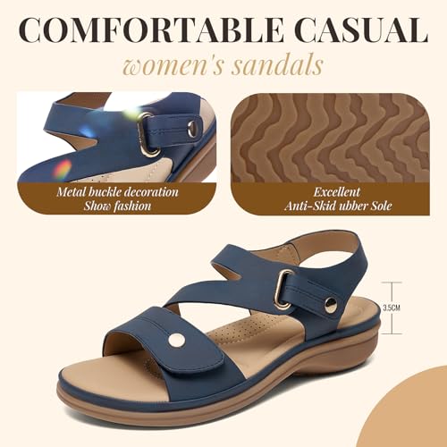 Image of Littleplum Womens Sandals Arch Support - Comfortable Flat Sandals for Women, Summer Breathable Adjustable Orthotic Walking Shoes for Beach,Travel