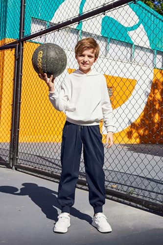 Arshiner Boys Casual Pants Kids Elastic Waist Drawstring Jogger Pants Boys Sweatpants with Zipper Pockets 3-12 Years3