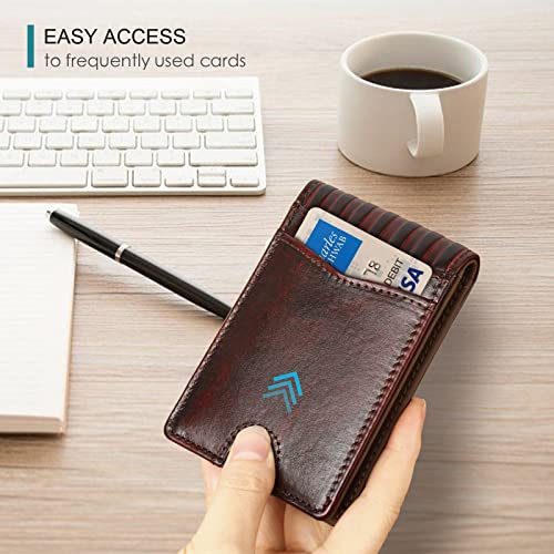 Full Grain Leather Wallets for Men, Bifold Wallets for Men, Mens Leather Wallets with 12 Slots, RFID Blocking, Gifts for Men (USA Flag, Red)4