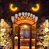 jollylife Halloween Monster Face Decorations - Outdoor Garage Door Archway Car Party Decor with Eyes Teeth Cutouts (Assembly Needed)