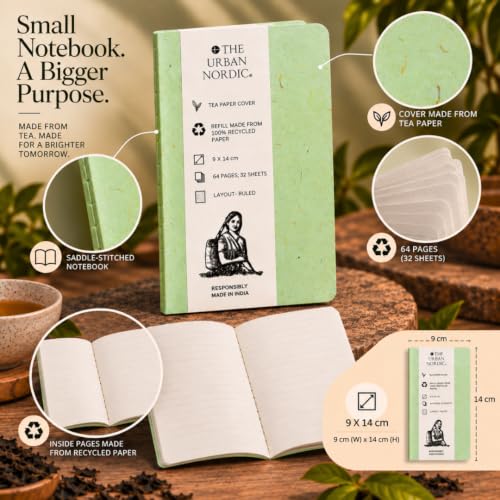 Image of 3 Pack Mini Journal Notebook A6 | Pocket Size (9 x 14 cm) Ruled Diary for Writing, Journaling & Daily Notes | Tea Paper Cover I (Mint Green)