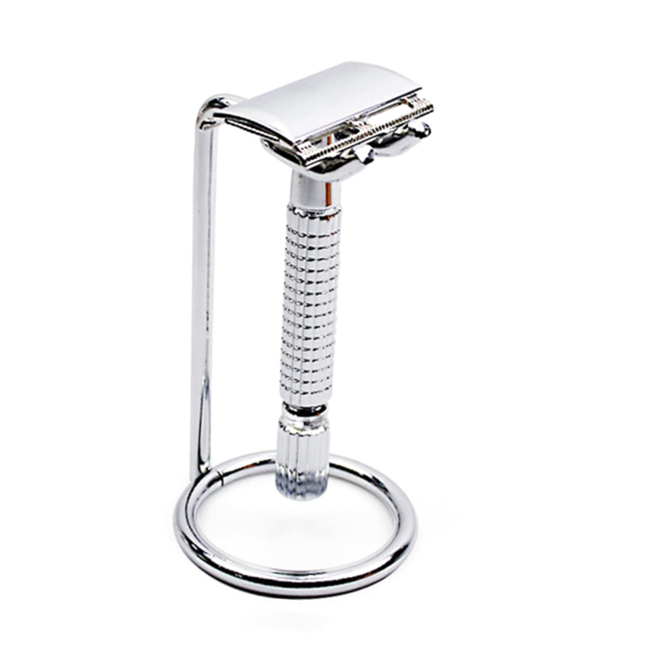 Mikinona Shaving Brush and Razor Stand Double Holder Air Dry Rack for Safety Razor Rustproof Metal Construction Random Style