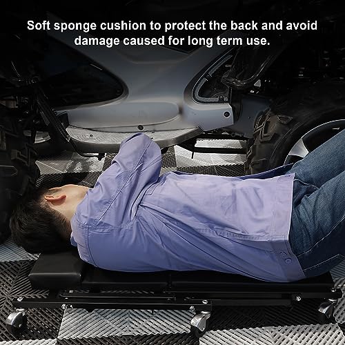 Image of Torin 36 inch Rolling Foldable Car Creeper, Automotive Creeper 2-in-1 Garage Shop Creeper for Auto Repair, 300 Lbs Capacity, Black, TAM6505BB