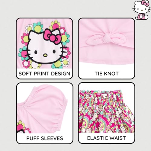 Image of Hello Kitty Girls' 2-Piece T-Shirt and Skirt Set Toddler to Big Kid