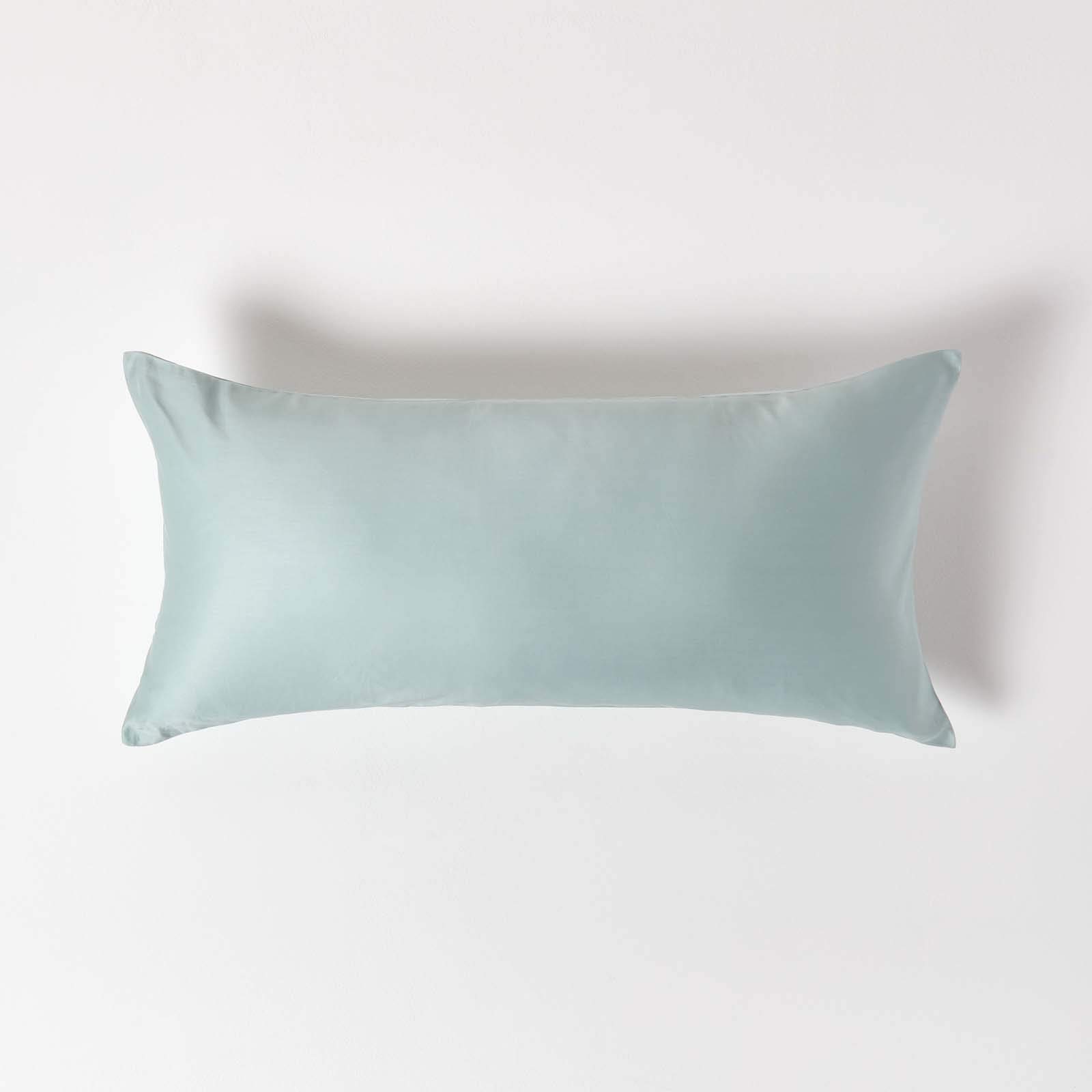 Homescapes Blue Organic 400 Tc Egyptian Cotton Sateen Pillowcase, European Size - 40 X 80 Cm