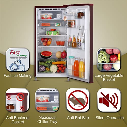 Image of LG 185 L 3 Direct-Cool Single-Door Refrigerator Appliance (GL-B199OSED, Scarlet Euphoria, Fastest Ice Making, 2023 Model)