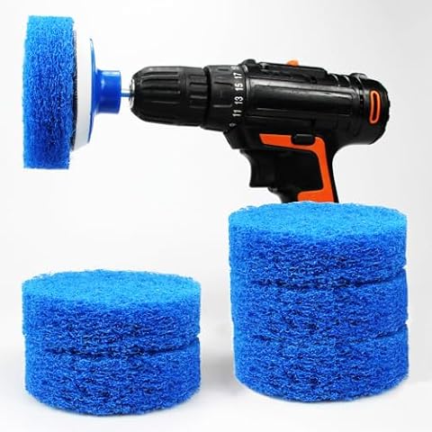 Cooptop 7 Piece Drill Brush Attachment Set - Power Scrub Pad Cleaning Kit – Power Scrubbing Drill Attachment - Cleaning Scouring Pads (Blue) Cover