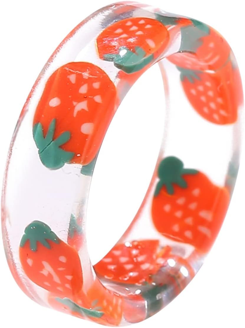 Boho Retro Stackable Rings for Teens Girls Women Resin