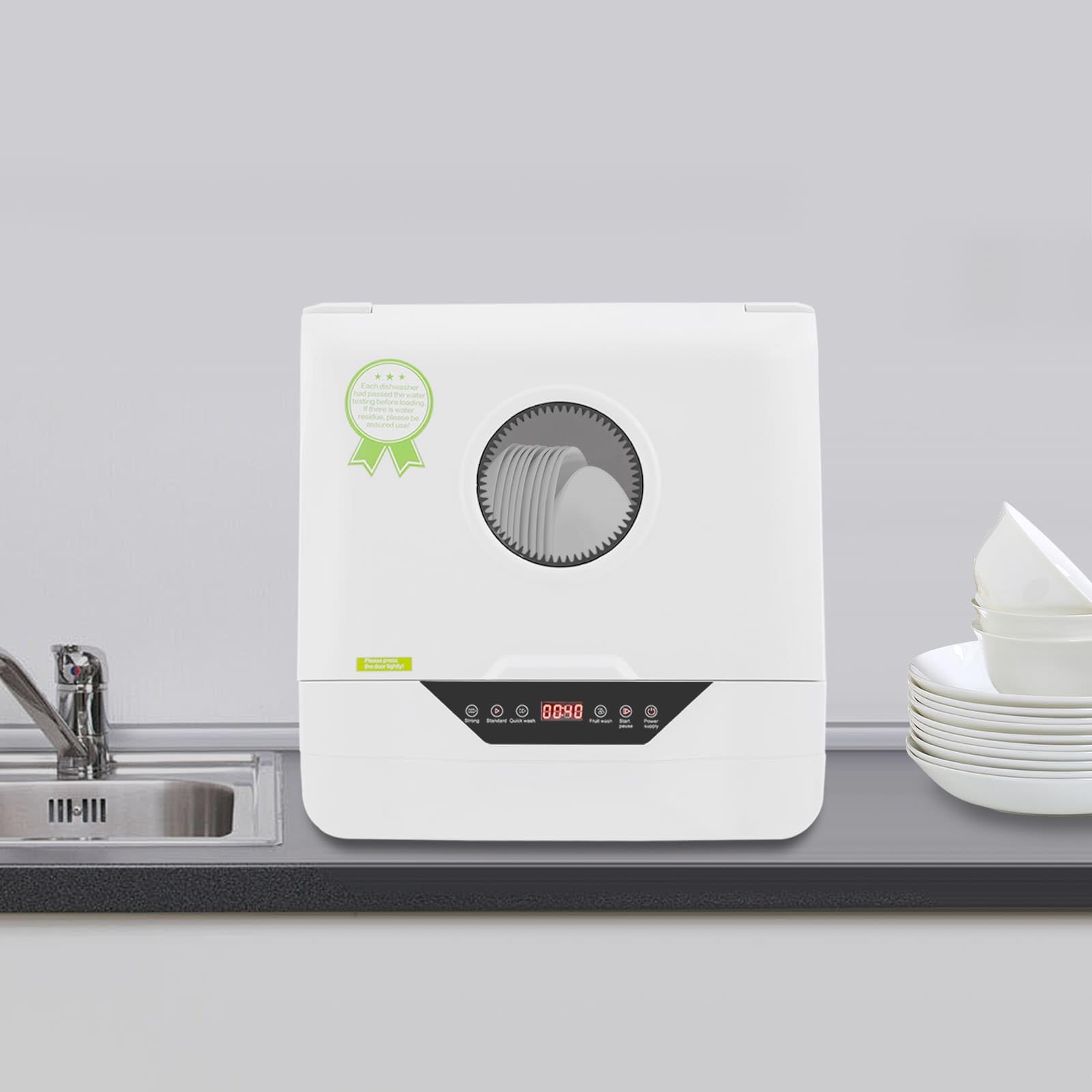 Mini Lavastoviglie da Tavolo, Pulizia Profondo a 360°, 4 Programmi (Intensivo/Standard/Veloce/Frutta), Per Piccole Case/Appartamenti/Roulotte 2-5 Persone