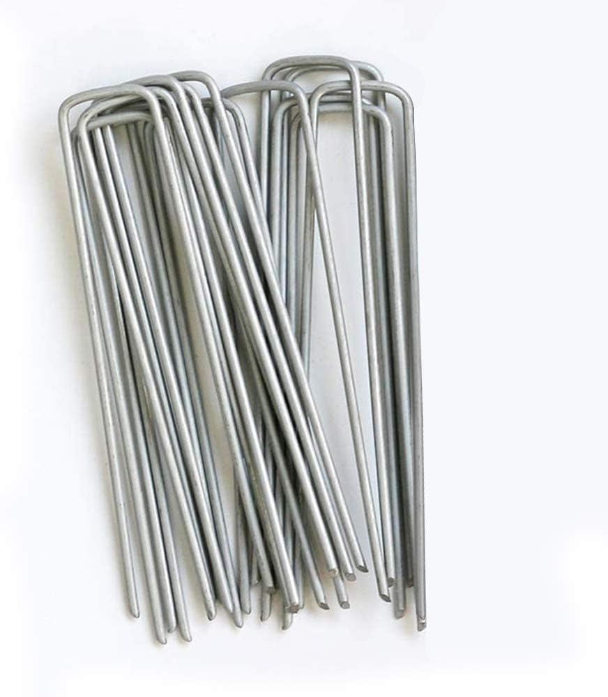 Garden Stakes Ground Anchor Pegs Galvanized Gardening Staples Pins Spikes for Landscape Securing Lawn Farm Weed Barrier Grass Fabric Netting 25 PCS
