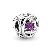 PANDORA Ciondolo Moments con Eternity Circle in argento Sterling con cristallo viola uva