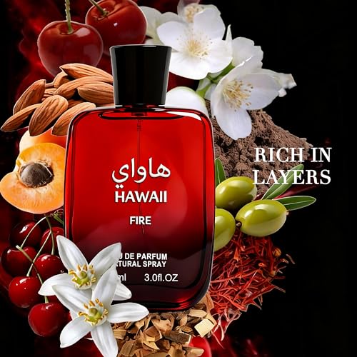 Image of Hawaii Fire Eau de Parfum for Men, Marine & Amber Fragrance with Sage, Cherry and Ambergris, 3.4 Fl Oz