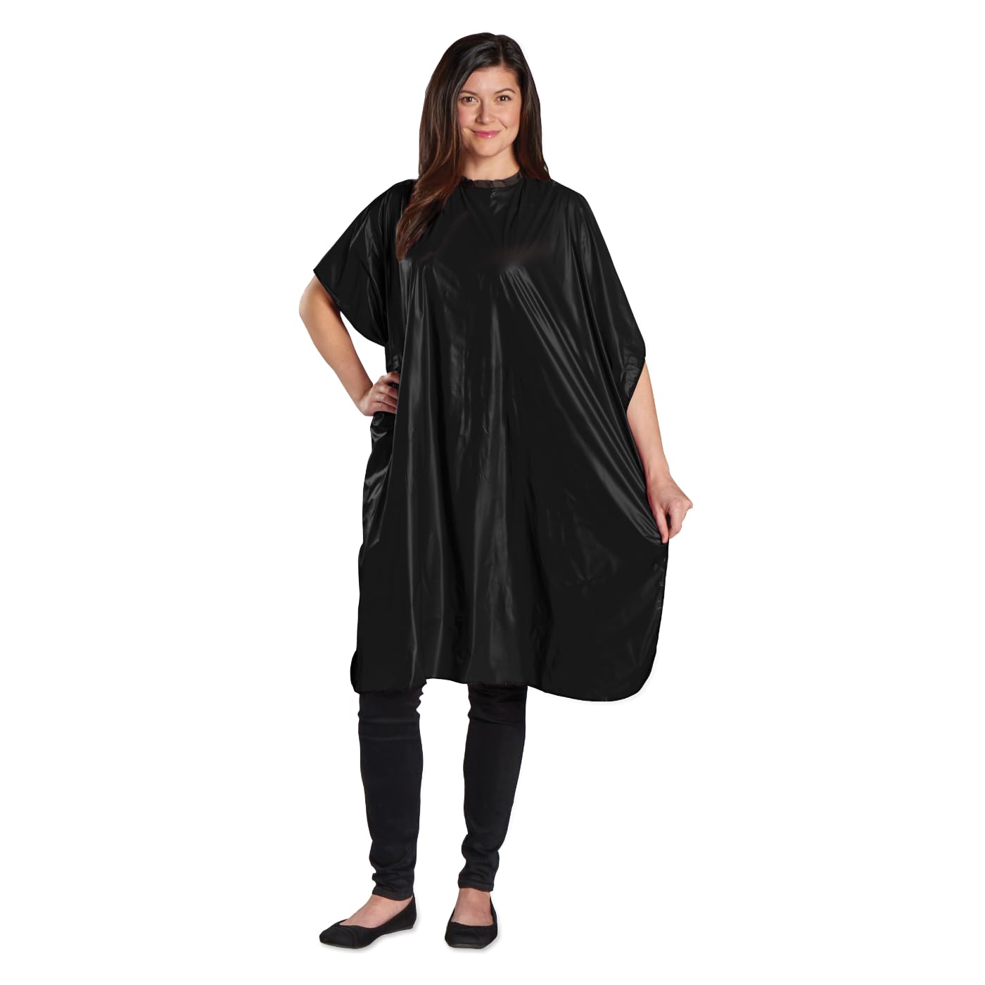 Scalpmaster Vinyl Shampoo Cape - Padded Velcro Closure - Black - 54