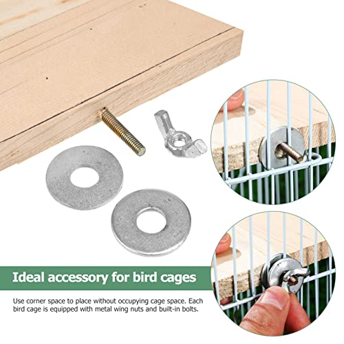 Image of Ipetboom 2Pcs Bird Perches, Bird Playground Parrot Perch Hamster Platform Wooden Stand Flat Timber Cockatiel Platform for Parakeet Cage Accessories, Fan and Square