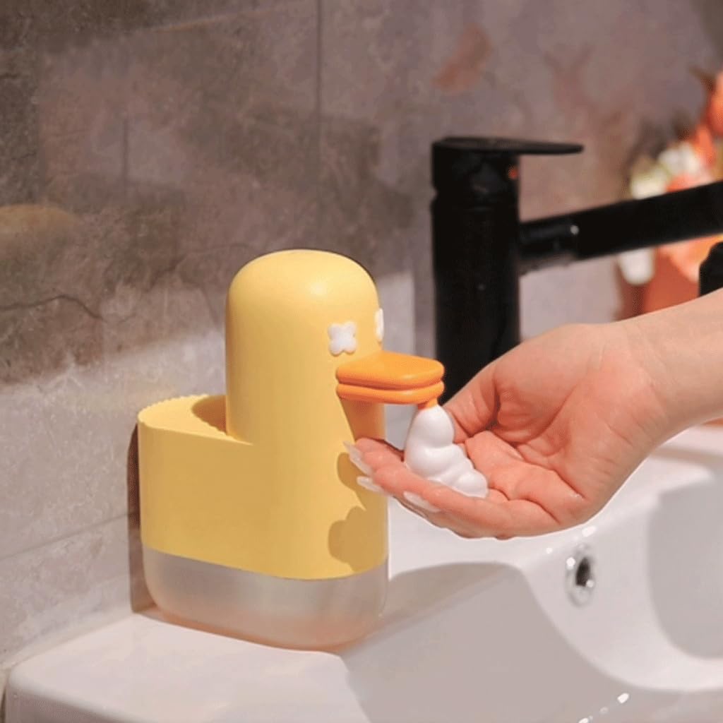 Prosty Automatische Zeepdispenser Aanrecht Zeeppompdispenser Schuimlotiondispenser Kunststof 350ml/12.3oz Geel Łatwy w użyciu