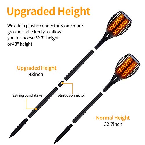 CINOTON Outdoor Solar Lights Upgraded 43", Waterproof Solar Torch Light with Flickering Flames Outdoor Landscape Decoration Lighting Dusk to Dawn Solar Tiki Light for Patio Driveway (4 Packs)