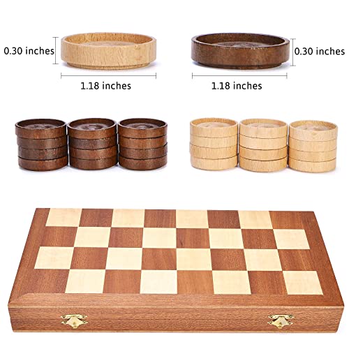 Vamslove Z2110 14Inch Checkers Folding Wooden Game Set, 8X8 Classic Checkerboard International Checkers Draughts Board 64 Square thumb #3