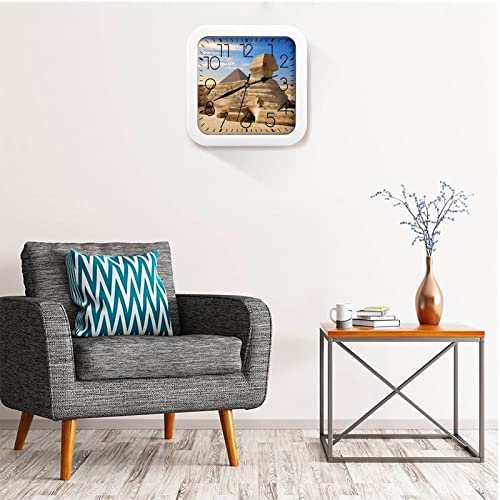 Horloge Murale Carrée Égypte 26x26cm Décorative à Grands Chiffres - 6
