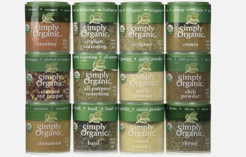 Organic Starter Simply Organic Spice Gift Set – 12 Mini Spice Bottles, 0.33 oz Each