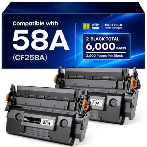 Image of 58A CF258A Toner Cartridge Black Compatible for HP 58A CF258A 58X with Chip | Work with HP LaserJet Pro M404n M404dn M404dw MFP M404 Printer (Black, 2 Pack)