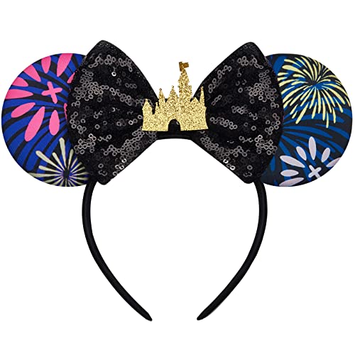 Image of FANYITY Mouse Ears, Sequin Mouse Ears Headband for Boys Girls Women (fireworks)