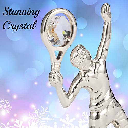 image for Matashi Silver Plated Tennis Player Figurine w/ Crystals, Tabletop Ten