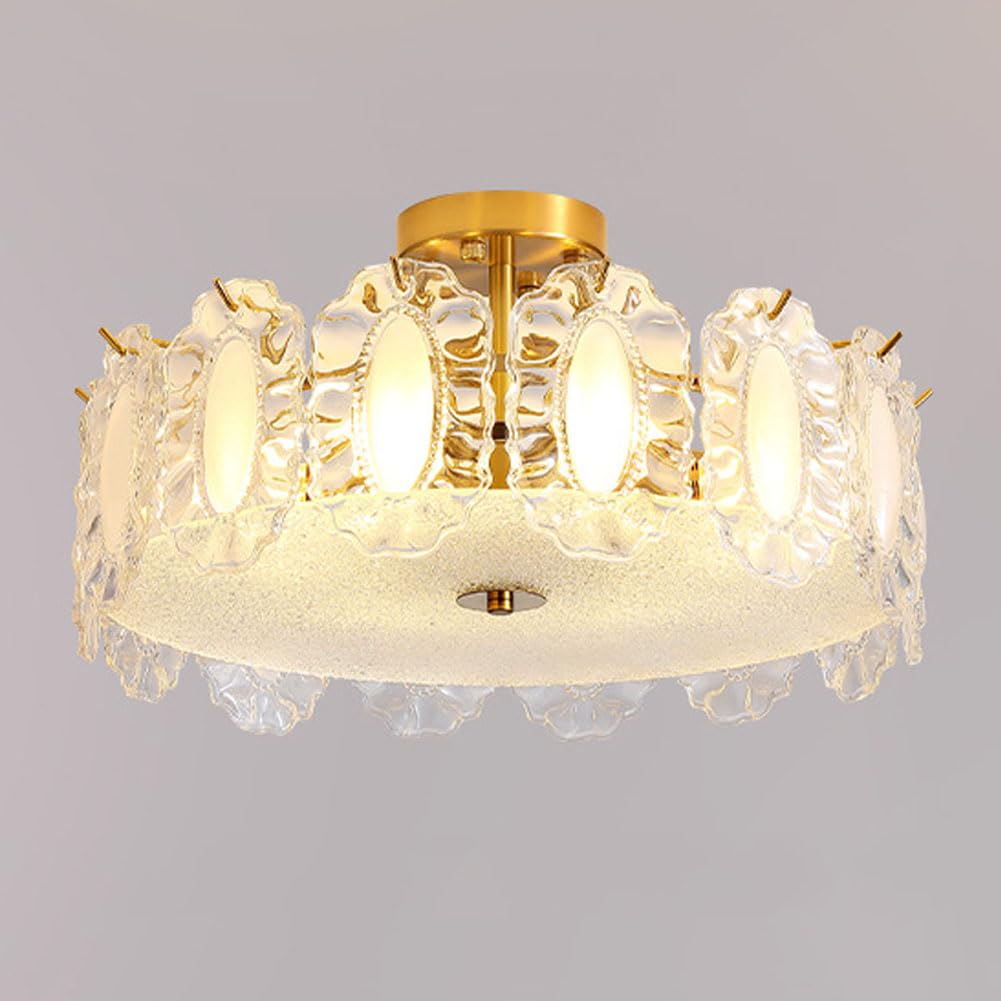 KXEcoLife E27 French crystal glass ceiling lamp, modern chandelier for princess room, living room bedroom study combination lamps and lanterns,C,50CM