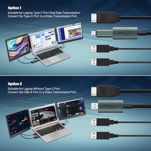 Image of domyfan 14 inch Laptop Screen Extender with HUB /USB /HDMI Plug and Play for Windows, MacOS M1 M2 M3