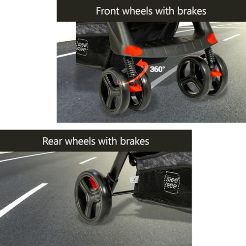 Image of Mee Mee Easy to Push Baby Stroller Pram with Quick One Hand Folding | Comfortable Seating | Fully Rotating Wheels | Feeding Tray for New Born Baby /Kids, 0-4 Years, Grey