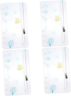 STOBOK 4 Unidades De Bolsas Com Zíper Transparente Acessórios Enfeitados Envelopes De Cartão De Visita Pastas Com Zíper Recargas De Notebook 6 Furos Bolsos Para Fichário Bolsa Com