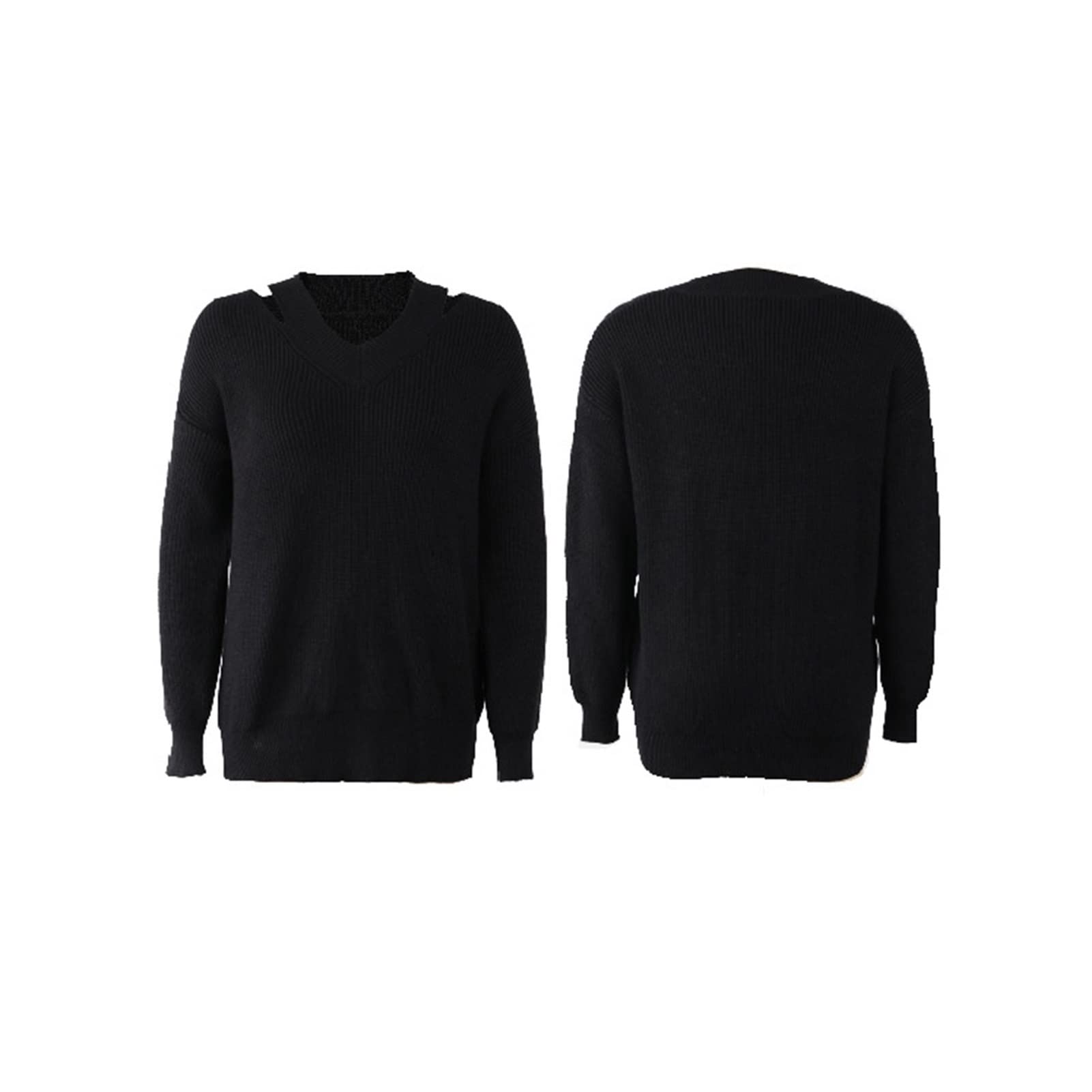 Sweter damski z dekoltem w serek z odkrytymi ramionami z dzianiny z łatwością współpracuje z legginsami, dżinsami, trampkami lub butami