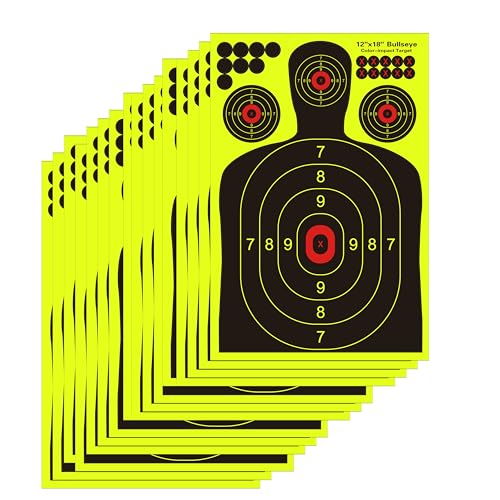 12x18 inch silhouette splatter targets - bright fluorescent yellow easily seen on impact when hitting target for bb guns airguns rifles indoor and outdoor ranges 102550100 pack