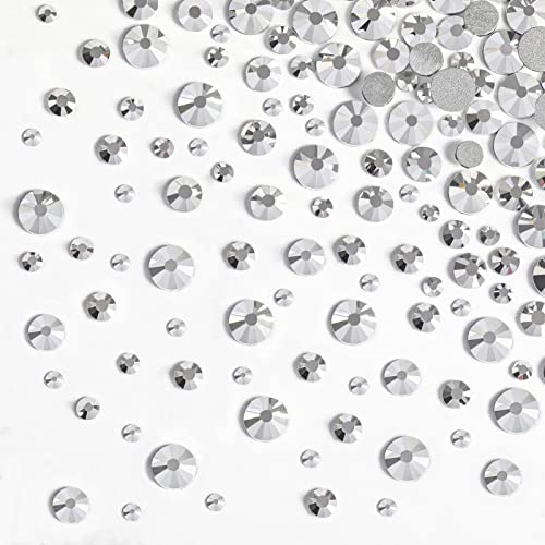 Image of Beadsland Rhinestones for Makeup,8 Sizes 2500pcs Silver Flatback Rhinestones Eye Gems for Nails Crafts with Tweezers and Wax Pencil,Silver Hematite,SS4-SS30