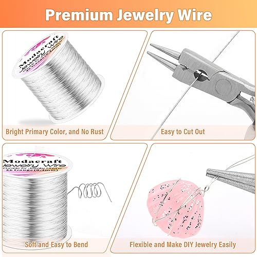 modacraft 26 gauge wire for jewelry making with multipurpose piler 3281 ft04 mm craft silver jewelry wire tarnish resistant copper beading making supplies and crafting silver